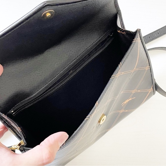 Longchamp black horse buckle print patterned leather vintage bag - Picture 8 of 11